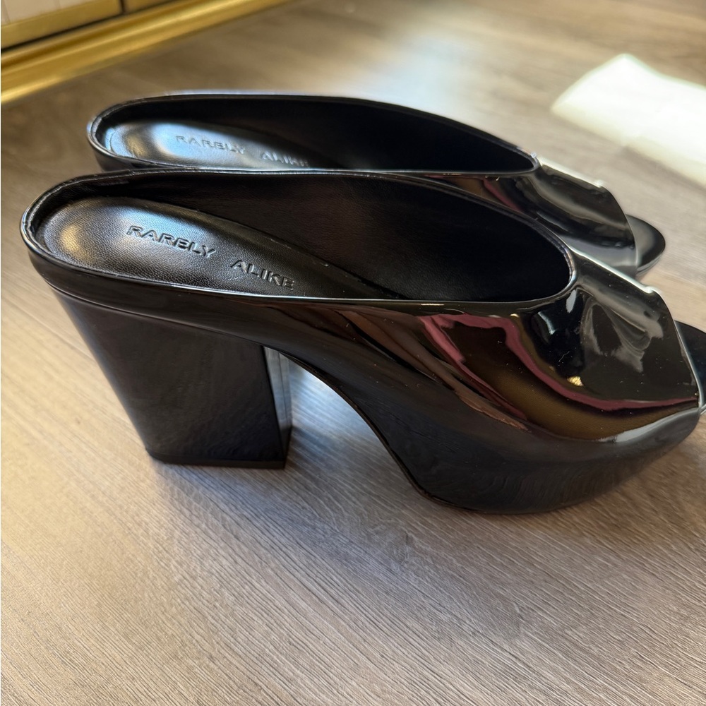 RARELY ALIKE Black Peep-Toe Heels